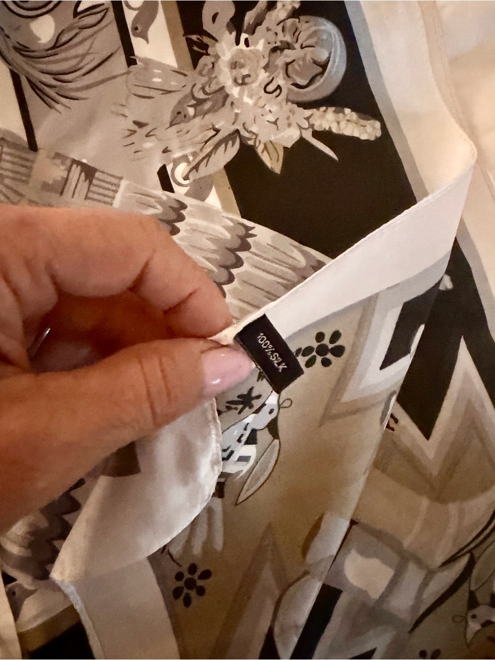 Hermes Kachinas Black, White & Gray Decorative Scarf with Tribal Motif - Picture 10 of 13